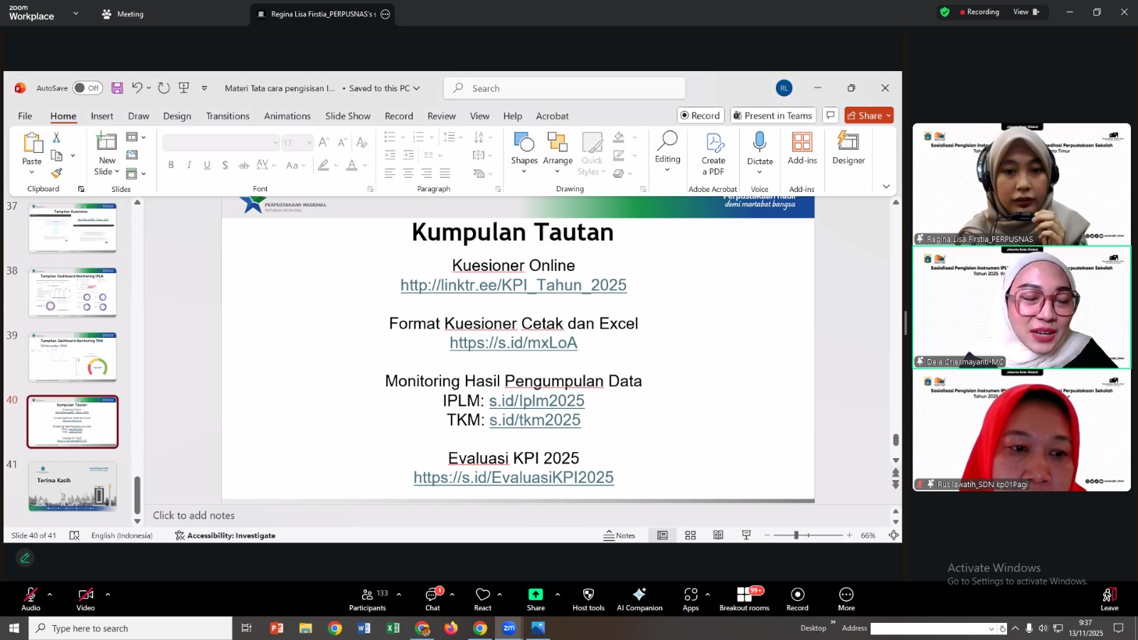 Sosialisasi Pengisian Instrumen IPLM & Instrumen Akreditasi Perpustakaan Sekolah Dan Umum Tahun 2025 Kota Administrasi Jakarta Timur